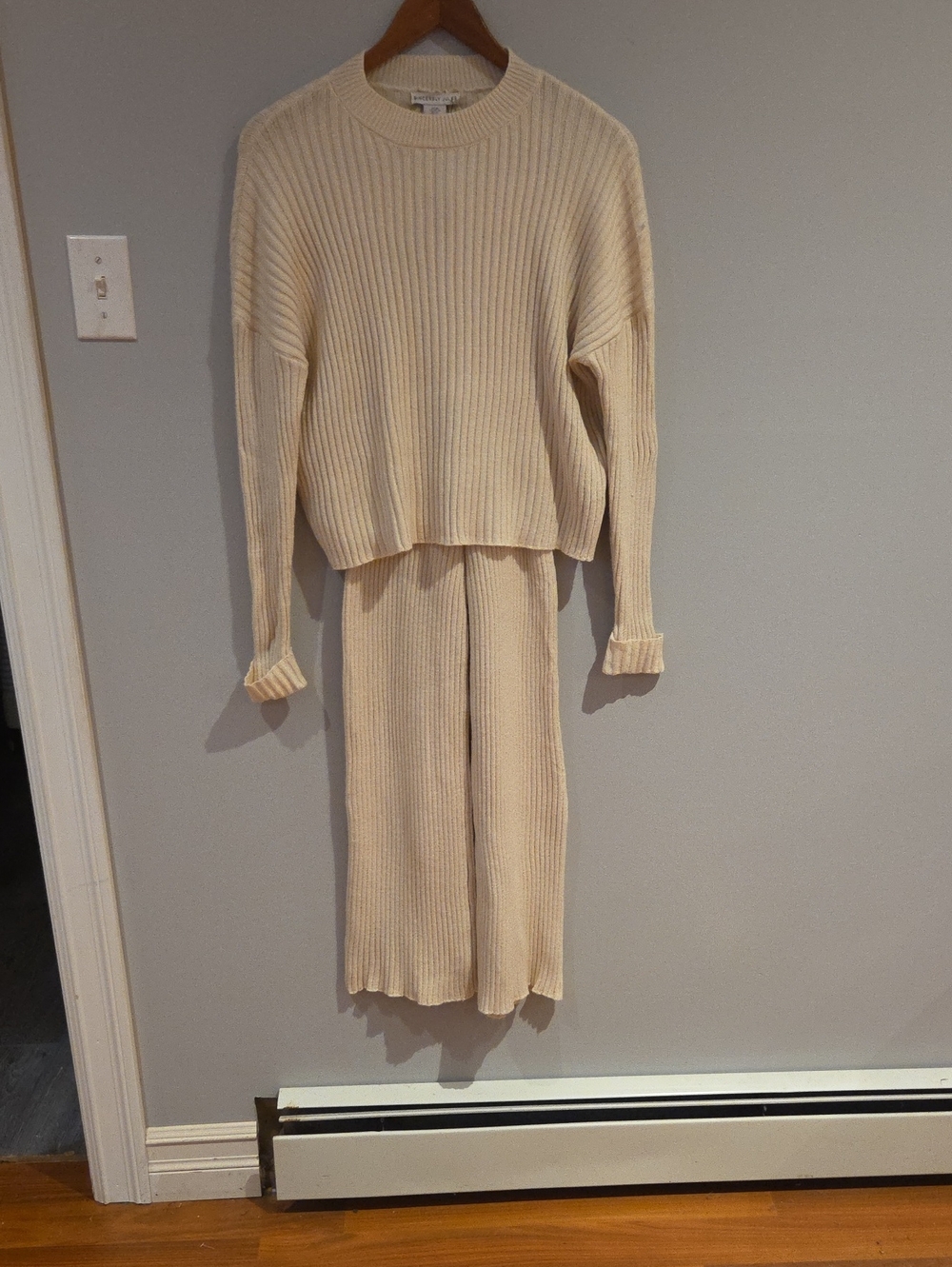 Sincerely Jules Ribbed Knit Crewneck Sweater & Pant Set in Cream